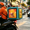 Pixelpulse Shenzhen Factory High Quality 4G GPS Outdoor Full Color Motorcycle Takeaway Delivery Boxes With Led Display Screen